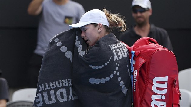 Simona Halepov po porce na turnaji v Sydney.