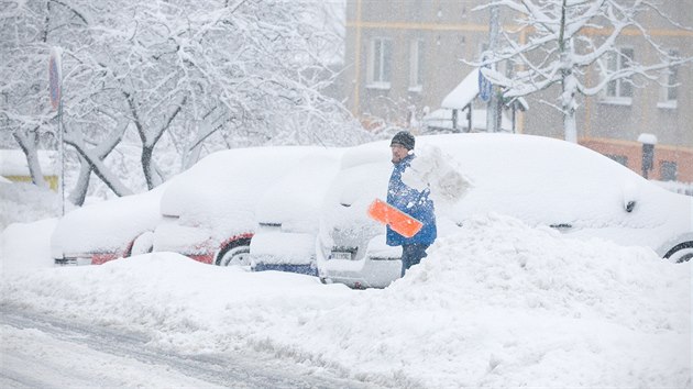 Jablonec nad Nisou se potk se snhovou kalamitou. (9. ledna 2019)