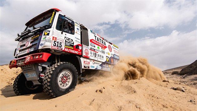 Kamion Tatra posdky Martin oltys, David Schovnek, Tom ikola tmu Buggyra na Rallye Dakar 2019.