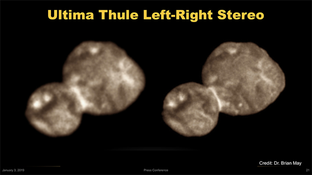 Planetka Ultima Thule ve 3D pro steroskopick brle, jako je napklad Google Cardboard.