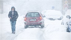 Jablonec nad Nisou se potýká se snhovou kalamitou. (9. ledna 2019)