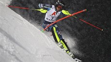 védská lyaka Anna Swennová.Larssonová ve slalomu ve Flachau.