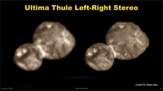 Planetka Ultima Thule ve 3D pro steroskopické brýle, jako je napíklad Google...