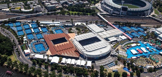 Tenisový areál v Melbourne.