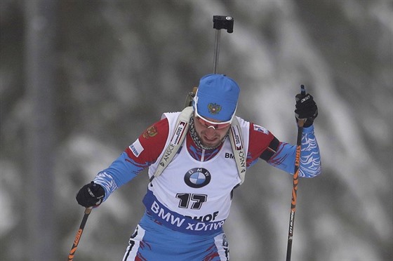 Alexandr Loginov na trati sprintu SP v Oberhofu