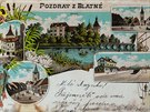 Dobov pohlednice z Blatn z roku 1908.