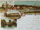 Dobov pohlednice z Hlubok nad Vltavou z roku 1897.