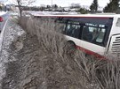 Linkový autobus havaroval 14. ledna 2019 v Jihlav, kvli náledí sjel ze...