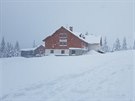 Zavené Richtrovy boudy v Krkonoích (13.1.2019).