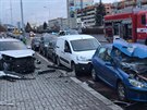 Nehoda v Modanské ulici v Praze 12. (10. 1. 2019)