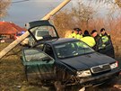 V Dolnch Beanech u Prahy narazilo auto do sloupu, posdka utekla. (17. 1....