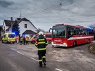 Nehoda autobusu u ernic na Nchodsku (17.1.2019).
