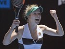 ÚSP̊NÝ OBRAT. Ukrajinská tenistka Elina Svitolinová jásá, poté co otoila...