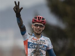 Michael Boro slaví tetí triumf na cyklokrosovém mistrovství republiky.