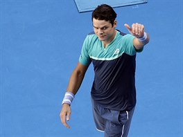 DO OSMIFINLE. Kanadsk tenista Milos Raonic slav postup na Australian Open,...