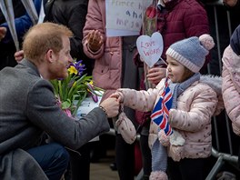 Princ Harry s malou fanynkou (Birkenhead, 14. ledna 2019)