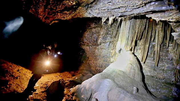 Krápníky v Amatérské jeskyni, která je s délkou přes 40 kilometrů největším systémem Moravského krasu.