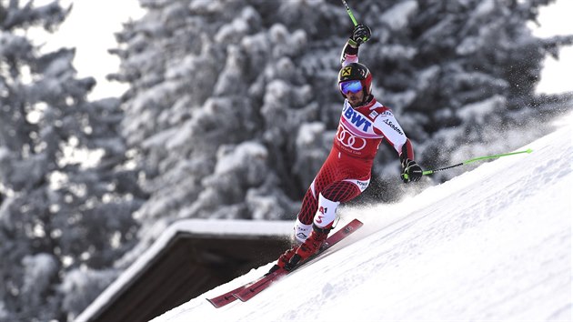 Marcel Hirscher v obm slalomu v Adelbodenu.