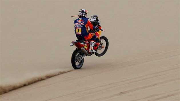 Motocyklista Toby Price v 8. etap Rallye Dakar.