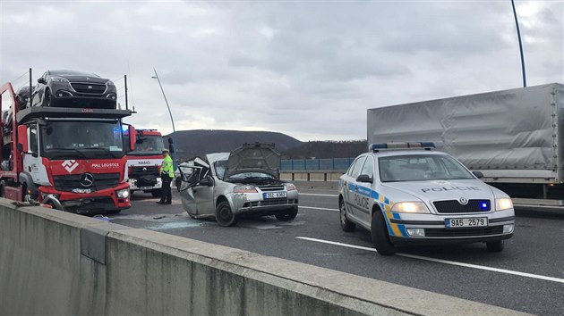 Vn nehoda na Radotnskm most. (14. 1. 2019)