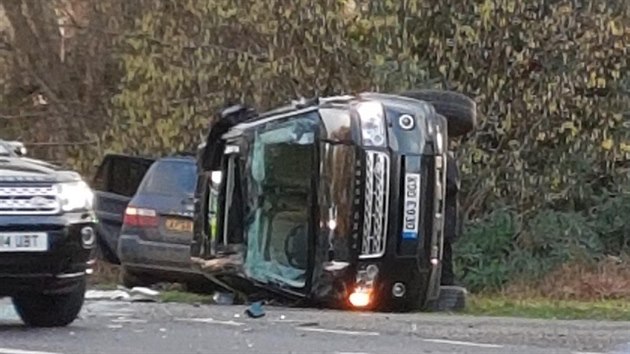 Auto, kter dil princ Philip, po nehod skonilo na boku (Sandringham, 17. ledna 2019).