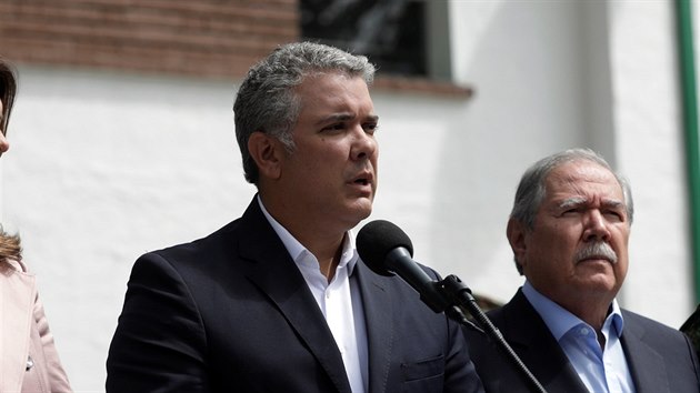 Kolumbijsk president Ivan Duque promluvil k veejnosti po explozi u policejn akademie v Bogot, pi kter zemelo vce ne dvacet lid. Udlost oznail za teroristick in. (18. ledna 2019)