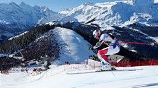 Francouz Adrien Theaux skáe bhem sjezdu ve výcarském Wengenu.
