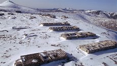 Stavby bývalého sovětského gulagu Pevek na východní Sibiři