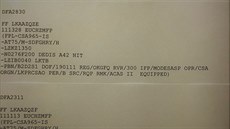 Série t�ech letových plán� pro dal�í t�i úseky. Od shora dol�: CSA 964...