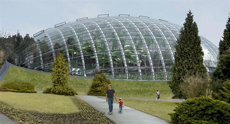 Vizualizace moderních skleník v Arboretu Nový Dvr na Opavsku
