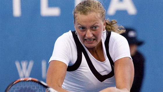 Petra Kvitová ve finále turnaje v Hobartu v roce 2009.
