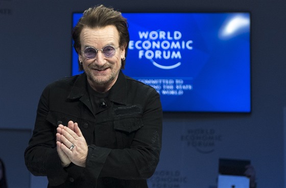 Zpvák skupiny U2 Bono na Svtovém ekonomickém fóru v Davosu (23. 1. 2019)