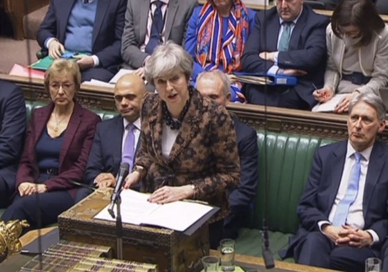 Britská premiérka Theresa Mayová hovoí v parlamentu. (21.1.2019)