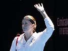 Petra Kvitová pichází na kurt ped semifinále Ausralian Open.