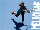 Serena Williamsová bhem tvrtfinále Australian Open proti Karolín Plíkové.