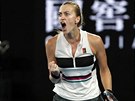 POJ. Petra Kvitov se z plna hrdla povzbuzuje ve finle Australian Open.