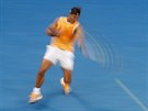 MOUHA. Rafael Nadal ze panlska ve finále Australian Open