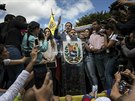 Lídr venezuelské opozice Juan Guaidó na setkání se svými píznivci (28. ledna...