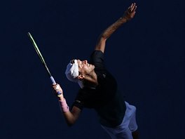 Francouz Lucas Pouille podv ve tvrtfinle Australian Open.