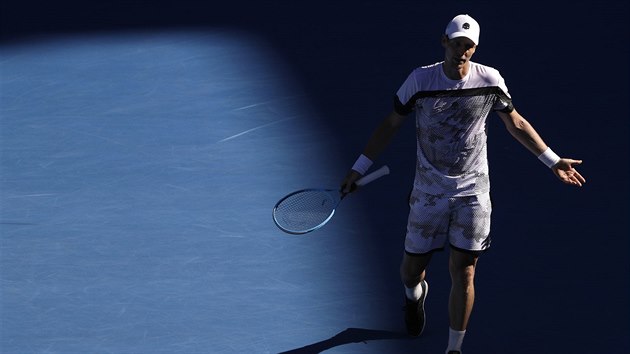 Tom Berdych v osmifinle Australian Open.