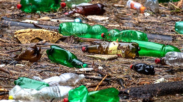 Plastov odpad na Kamenici v nrodnm parku esk vcarsko