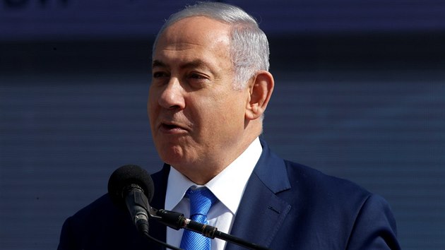Izraelský ministerský předseda Benjamin Netanjahu během projevu při slavnostním otevření nového Ramonova letiště (21. ledna 2019)