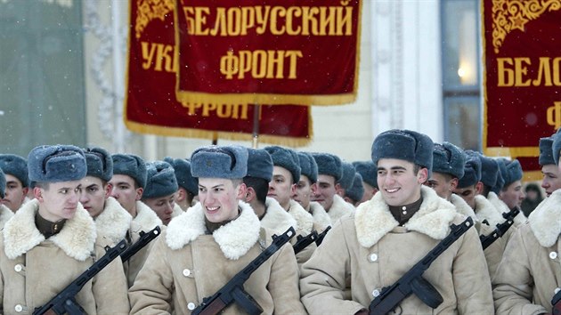 Ruští vojáci v historických uniformách (24. ledna 2019)