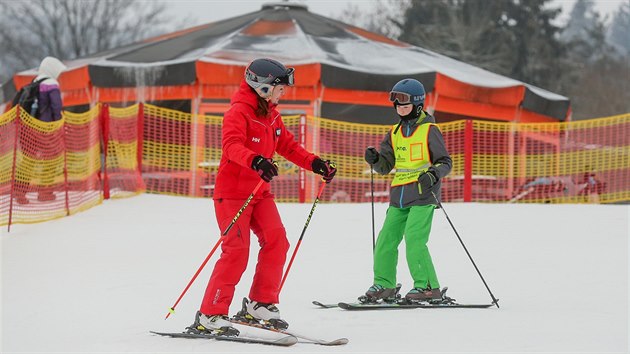 Lipno nad Vltavou, 25.1., lipno, skiarel lipno,lye,lyovn,kurz,instruktor,ona dnes,uen,zlepen,sjezdovka,dti. Ve Skiarelu Lipno mete nechat si sv dti zlepit techniku lyovn. Foto: David Peltn, MAFRA,Peltan