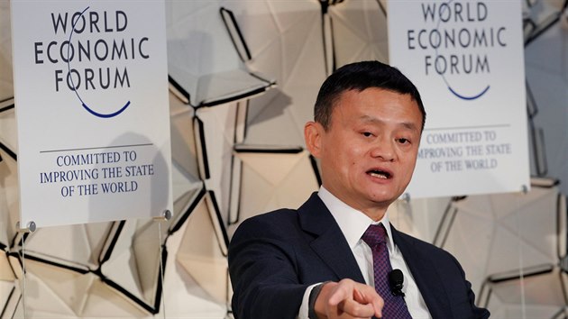 f nsk firmy Alibaba Jack Ma na Svtovm ekonomickm fru v Davosu (23.1.2019)