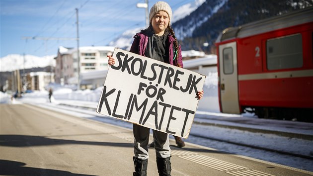 Na Svtov ekonomick frum do Davosu dorazila i 16let vdsk ekologick aktivistka Greta Thunbergov (23.1.2019).