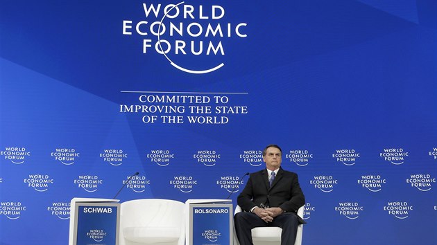 Brazilsk prezident Jair Bolsonaro na Svtovm ekonomickm fru v Davosu (22. ledna 2019)