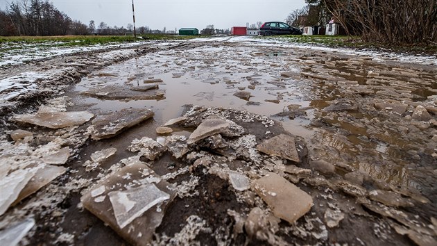 Rozbit silnice v Bezhrad v Hradci Krlov (15.1.2019).