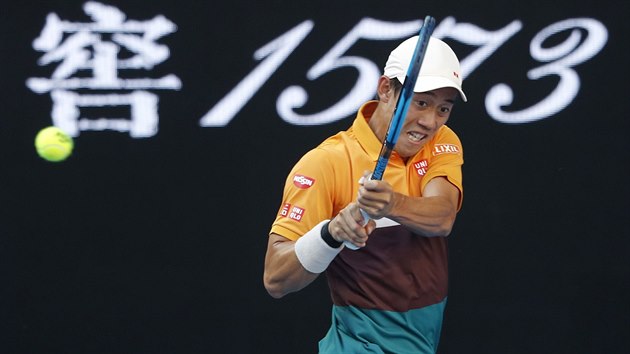 ZARPUTILE. Japonsk tenista Kei Niikori bojuje na Australian Open.