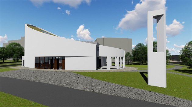 Vizualizace nového kostela, který by měl stát v Komenského ulici v Plzni. Křesťané na jeho realizaci už pět let sbírají peníze.